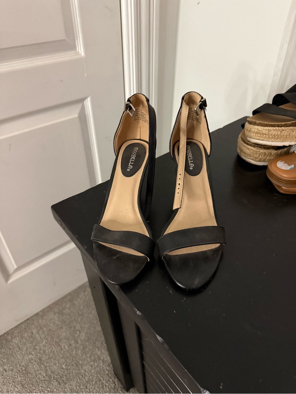 MARELLA Black Open-Toe Ankle Strap Dress Heels